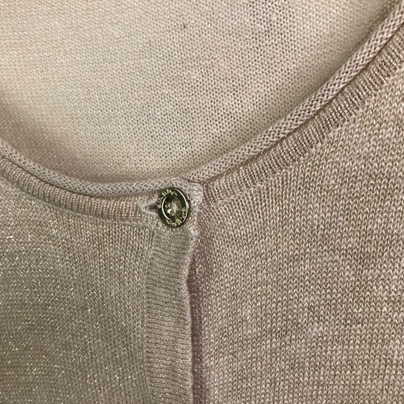 Lilly Pulitzer Women's Long Cardigan Sweater Metallic‎ Beige Button-Up Linen XS - Picture 5 of 10
